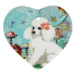 Wht Poodle Bon Bon Treats Squared Copy Ornament (Heart)