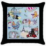 Poodles in Paris Throw Pillow Case (Black)