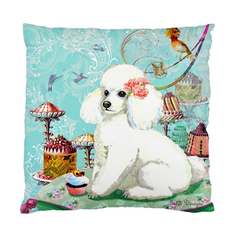 White poodle and cupcake Cushion Case (Two Sides) from ArtsNow.com Front