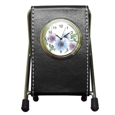 Flower028 Pen Holder Desk Clock from ArtsNow.com Front