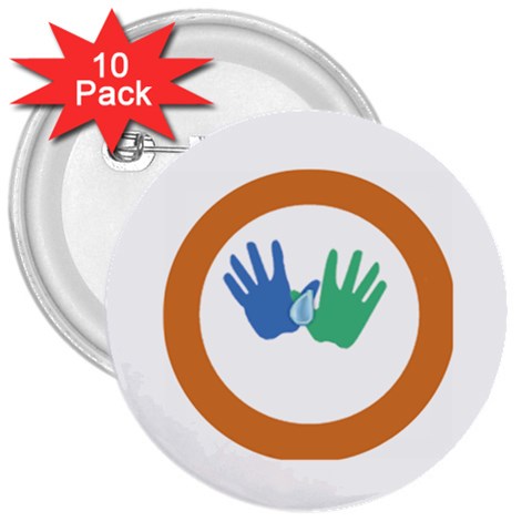 Hand 3  Button (10 pack) from ArtsNow.com Front