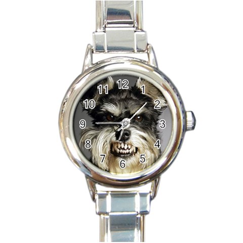 Animals Dogs Funny Dog 013643  Round Italian Charm Watch from ArtsNow.com Front