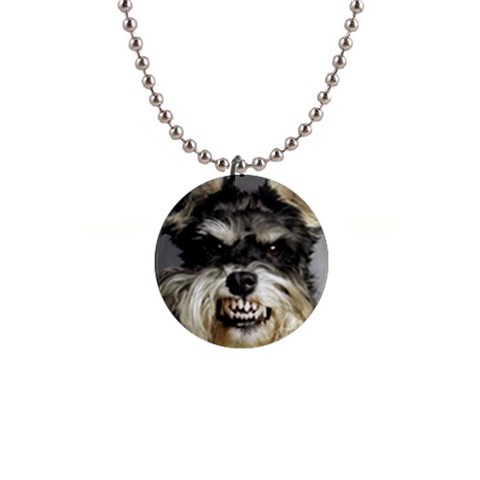 Animals Dogs Funny Dog 013643  1  Button Necklace from ArtsNow.com Front