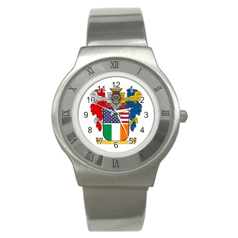 Half Irish American Crest (2) Stainless Steel Watch from ArtsNow.com Front