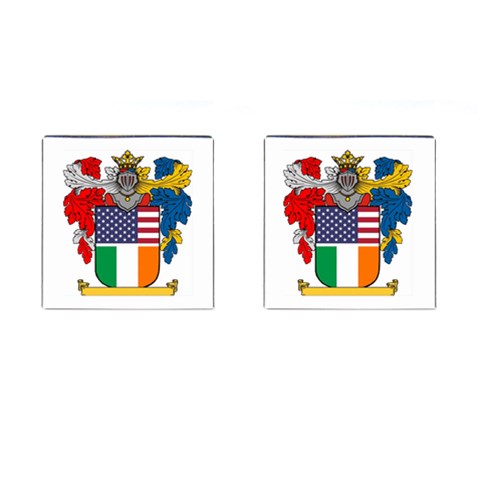 Half Irish American Crest (2) Cufflinks (Square) from ArtsNow.com Front(Pair)