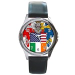 Half Irish American Crest (2) Round Metal Watch