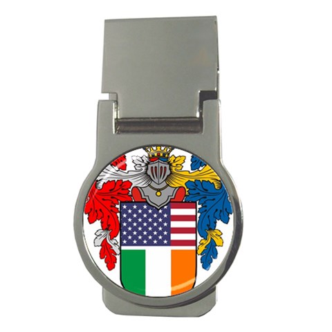 Half Irish American Crest (2) Money Clip (Round) from ArtsNow.com Front