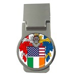 Half Irish American Crest (2) Money Clip (Round)