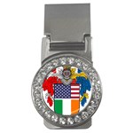 Half Irish American Crest (2) Money Clip (CZ)