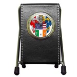 Half Irish American Crest (2) Pen Holder Desk Clock