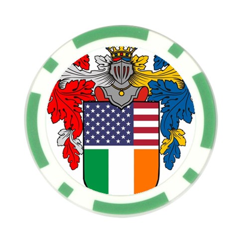 Half Irish American Crest (2) Poker Chip Card Guard from ArtsNow.com Front