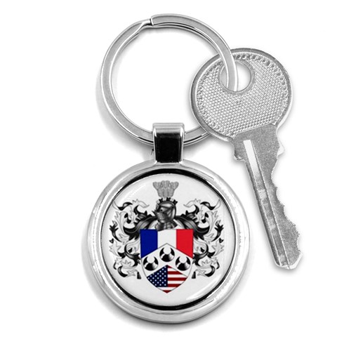 Half France American Crest Key Chain (Round) from ArtsNow.com Front