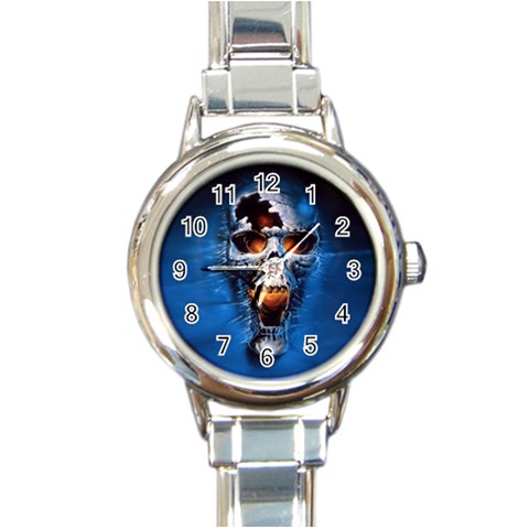 Scary Skull  Round Italian Charm Watch from ArtsNow.com Front