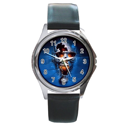 Scary Skull  Round Metal Watch from ArtsNow.com Front