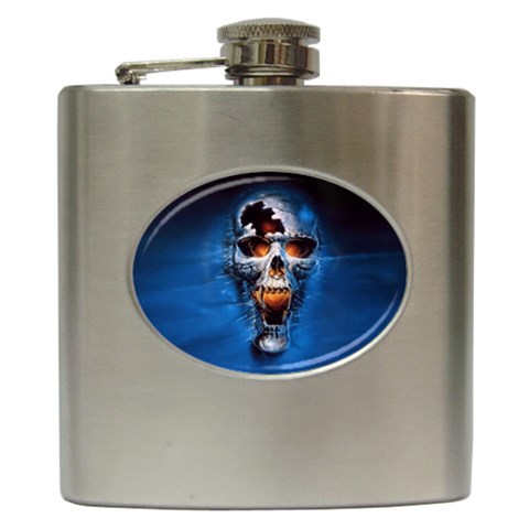 Scary Skull  Hip Flask (6 oz) from ArtsNow.com Front