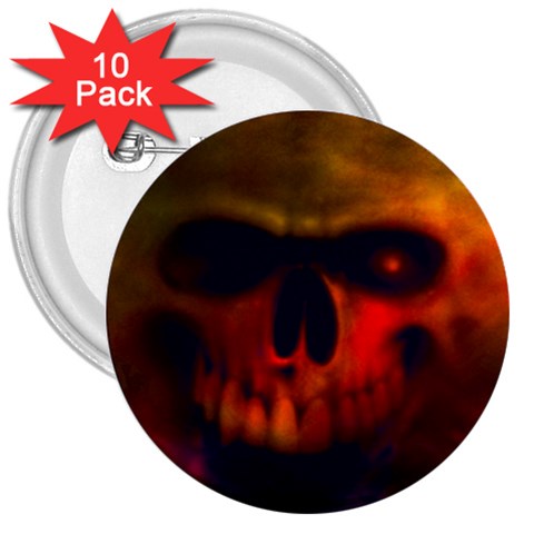 Scary Skull  3  Button (10 pack) from ArtsNow.com Front