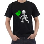 Figure Holding Green Flag 1600 Clr Black T-Shirt