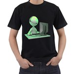 Stick Figure Customer Service Black T-Shirt