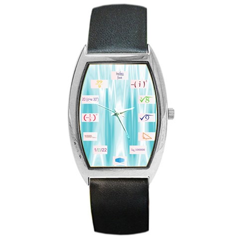 Math Symbols Barrel Style Metal Watch from ArtsNow.com Front