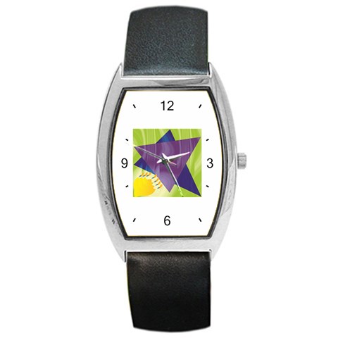 Jewish Star Menora Barrel Style Metal Watch from ArtsNow.com Front