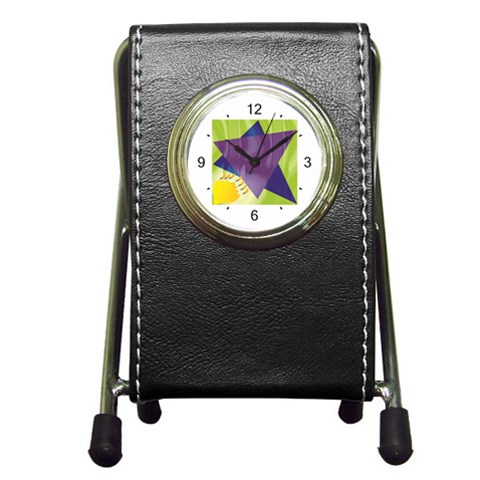 Jewish Star Menora Pen Holder Desk Clock from ArtsNow.com Front