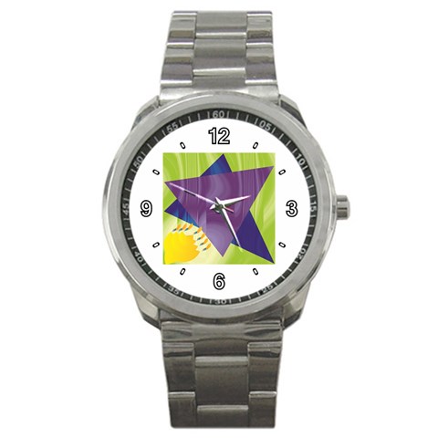 Jewish Star Menora Sport Metal Watch from ArtsNow.com Front