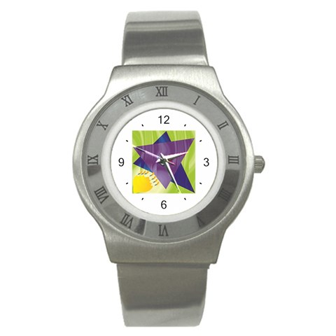 Jewish Star Menora Stainless Steel Watch from ArtsNow.com Front