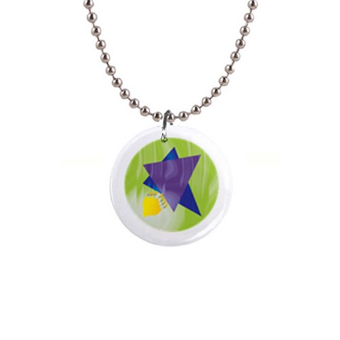 Jewish Star Menora 1  Button Necklace from ArtsNow.com Front