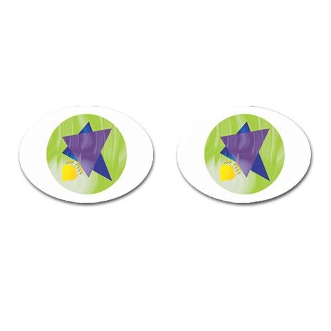 Jewish Star Menora Cufflinks (Oval) from ArtsNow.com Front(Pair)