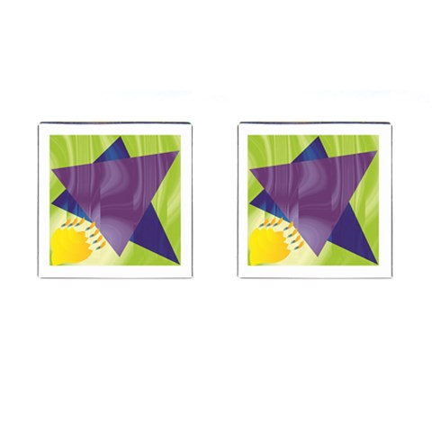 Jewish Star Menora Cufflinks (Square) from ArtsNow.com Front(Pair)