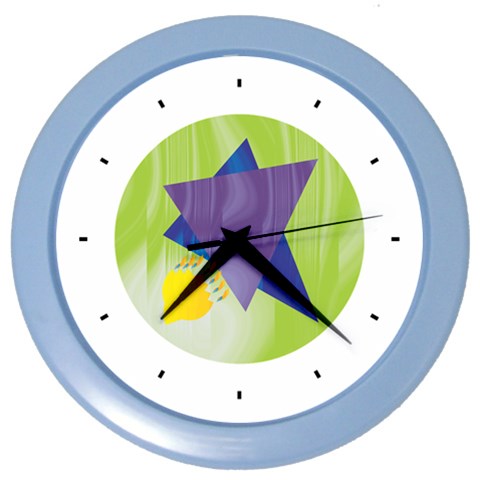 Jewish Star Menora Color Wall Clock from ArtsNow.com Front