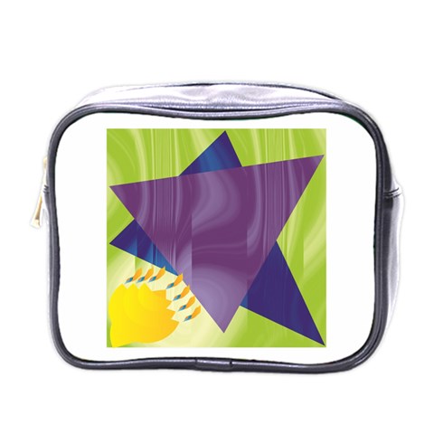 Jewish Star Menora Mini Toiletries Bag (One Side) from ArtsNow.com Front