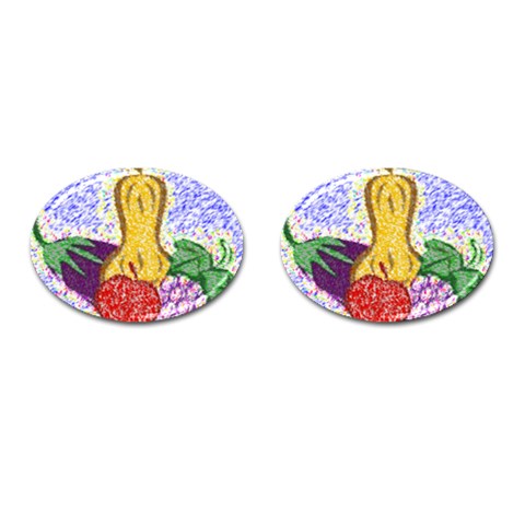 Fruit and Veggies Cufflinks (Oval) from ArtsNow.com Front(Pair)