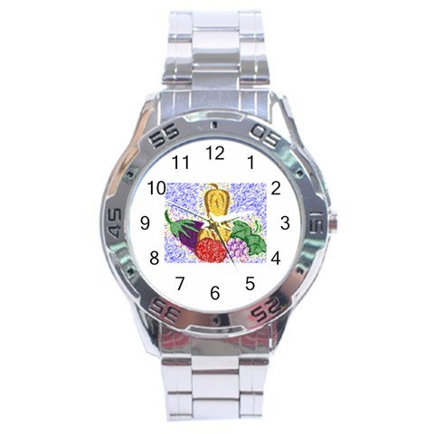 Fruit and Veggies Stainless Steel Analogue Men’s Watch from ArtsNow.com Front