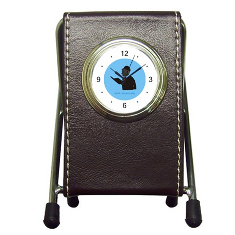 World s Best Father (English) Pen Holder Desk Clock from ArtsNow.com Front