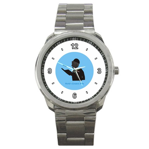 World s Best Father (English) Sport Metal Watch from ArtsNow.com Front