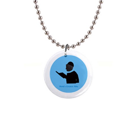 World s Best Father (English) 1  Button Necklace from ArtsNow.com Front