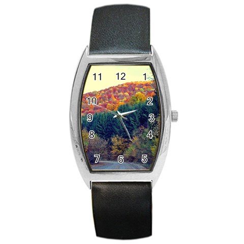 Autumn landscape Barrel Style Metal Watch from ArtsNow.com Front