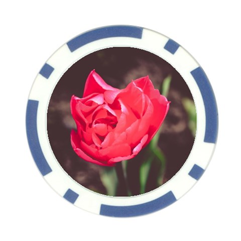 Red flower Poker Chip Card Guard from ArtsNow.com Front