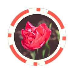 Red flower Poker Chip Card Guard from ArtsNow.com Front