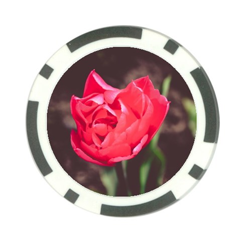 Red flower Poker Chip Card Guard from ArtsNow.com Back