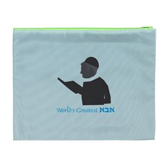 World s Best Father (Hebrew) Cosmetic Bag (XL) from ArtsNow.com Back