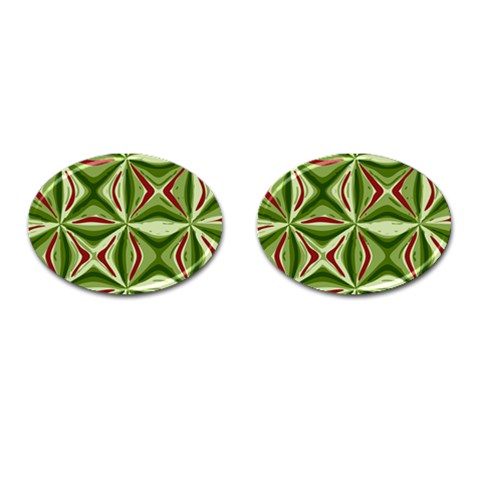 Green Abstract Cufflinks (Oval) from ArtsNow.com Front(Pair)