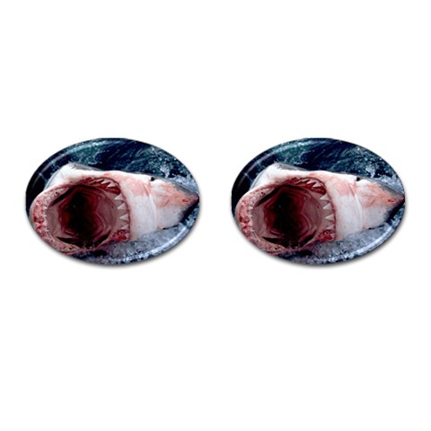 Great White Shark Jaws Cufflinks (Oval) from ArtsNow.com Front(Pair)