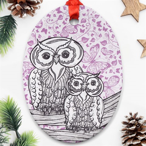 Owls and Butterflies 2 Ornament (Oval) from ArtsNow.com Front