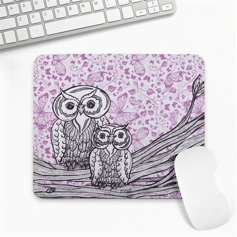 Owls and Butterflies 2 Large Mousepad from ArtsNow.com Front