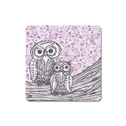 Owls and Butterflies 2 Magnet (Square) from ArtsNow.com Front