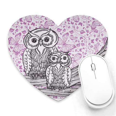 Owls and Butterflies 2 Mousepad (Heart) from ArtsNow.com Front