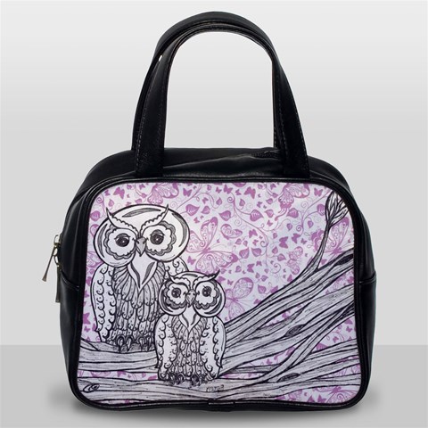 Owls and Butterflies 2 Classic Handbag (One Side) from ArtsNow.com Front