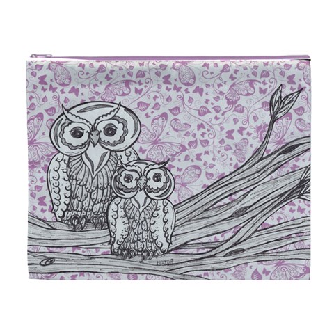 Owls and Butterflies 2 Cosmetic Bag (XL) from ArtsNow.com Front